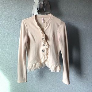 Cream Lace Detailed Button Down